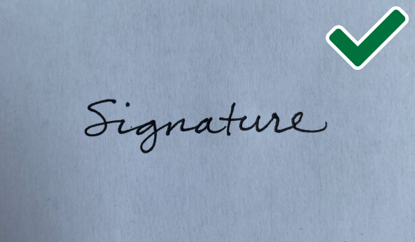 Correct signature image: signature on plain white paper